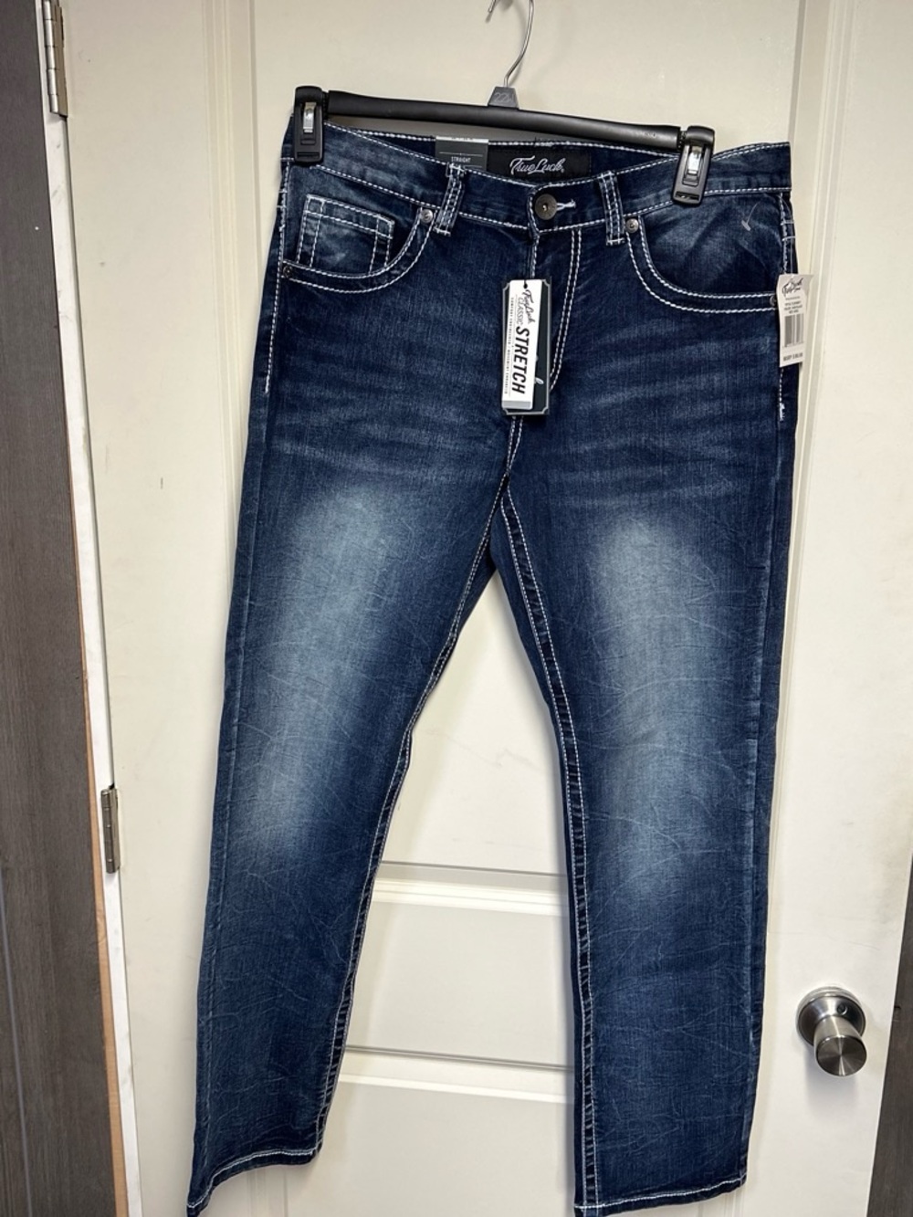 NWT Men's Straight Leg Stretch Jeans - Dark Blue Wash